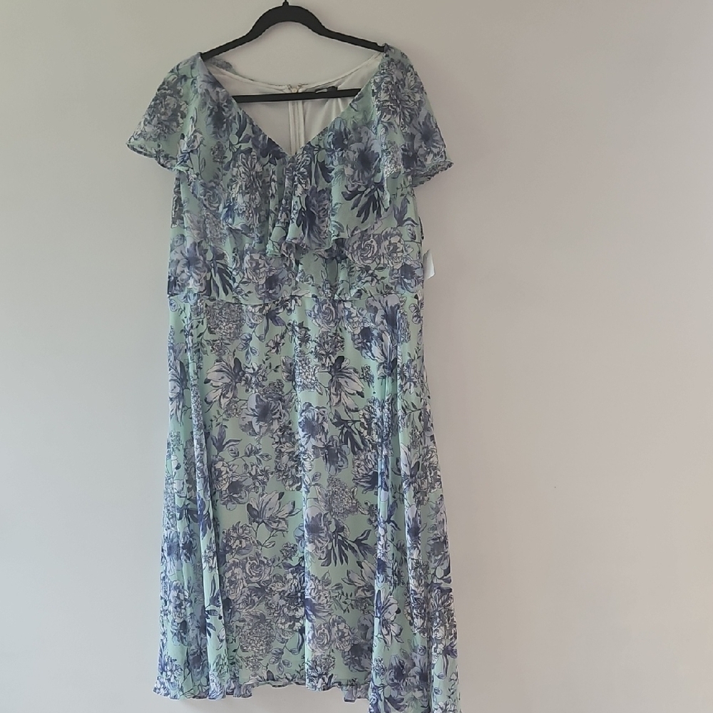 Tommy Hilfiger Blue and White Floral Midi Dress